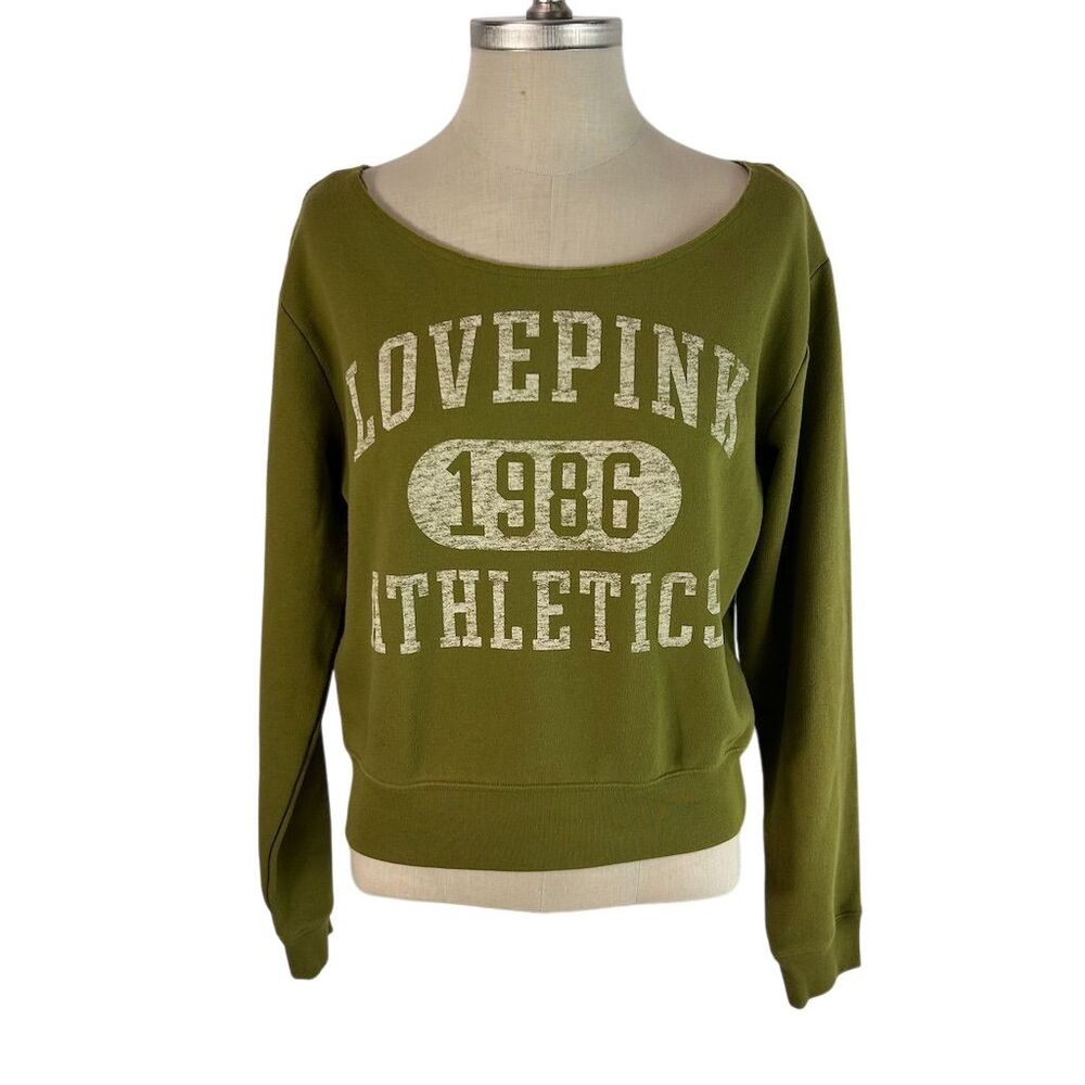 Victoria's Secret PINK Women's Green Graphic Sweatshirt Size S Casual